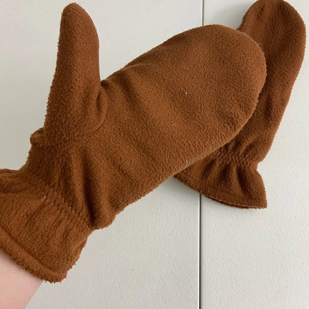 EUC Fownes women’s brown‎ fleece lined soft warm elastic cuff winter mittens